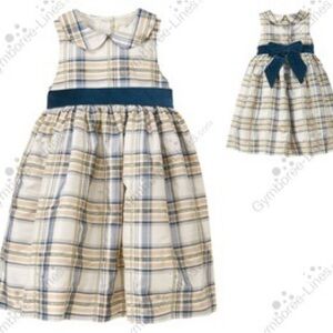 Janie and Jack Silk Taffeta Holiday Plaid Dress Velvet Bow Peter Pan Collar